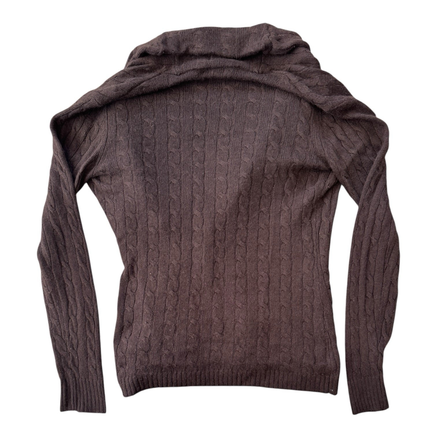 Woman's Medium Ralph Lauren Brown Wrap Around Cable Knit Cardigan