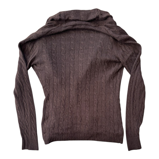 Woman's Medium Ralph Lauren Brown Wrap Around Cable Knit Cardigan