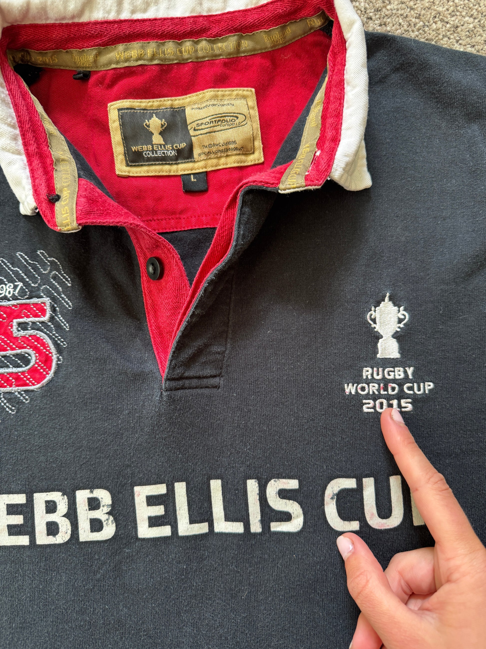Large Webb Ellis Cup Collection Black World Cup 2015 Rugby Shirt