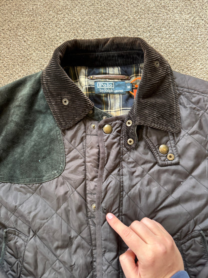 Medium Ralph Lauren Black Quilted Hunting Field Jacket