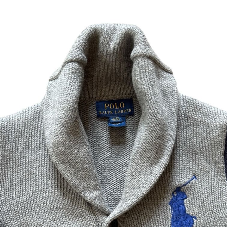 Aged 4 Ralph Lauren Grey Knitted Shawl Neck Cardigan