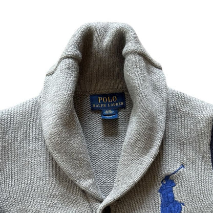 Aged 4 Ralph Lauren Grey Knitted Shawl Neck Cardigan