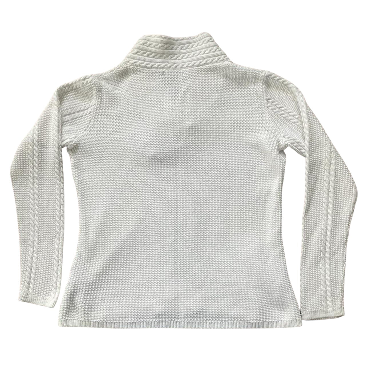 Woman's Medium Nautica White Knitted Shawl Neck Jumper