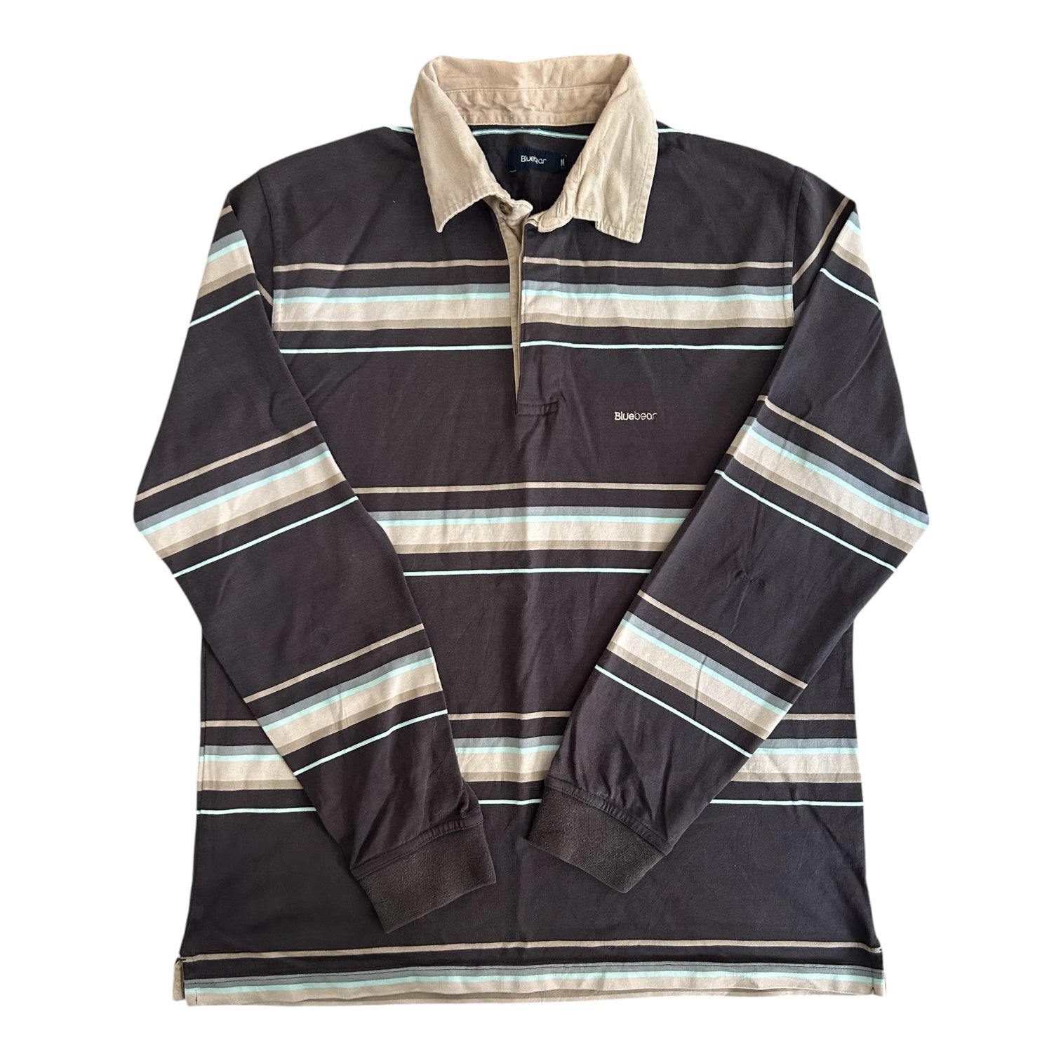 Medium Bluebear Beige and Faded Navy Rugby Shirt