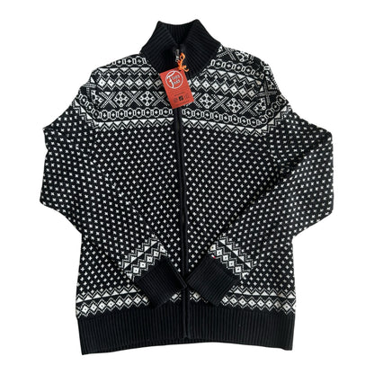 Medium Tommy Hilfiger Black and White Fair Isle Full Zip Jumper