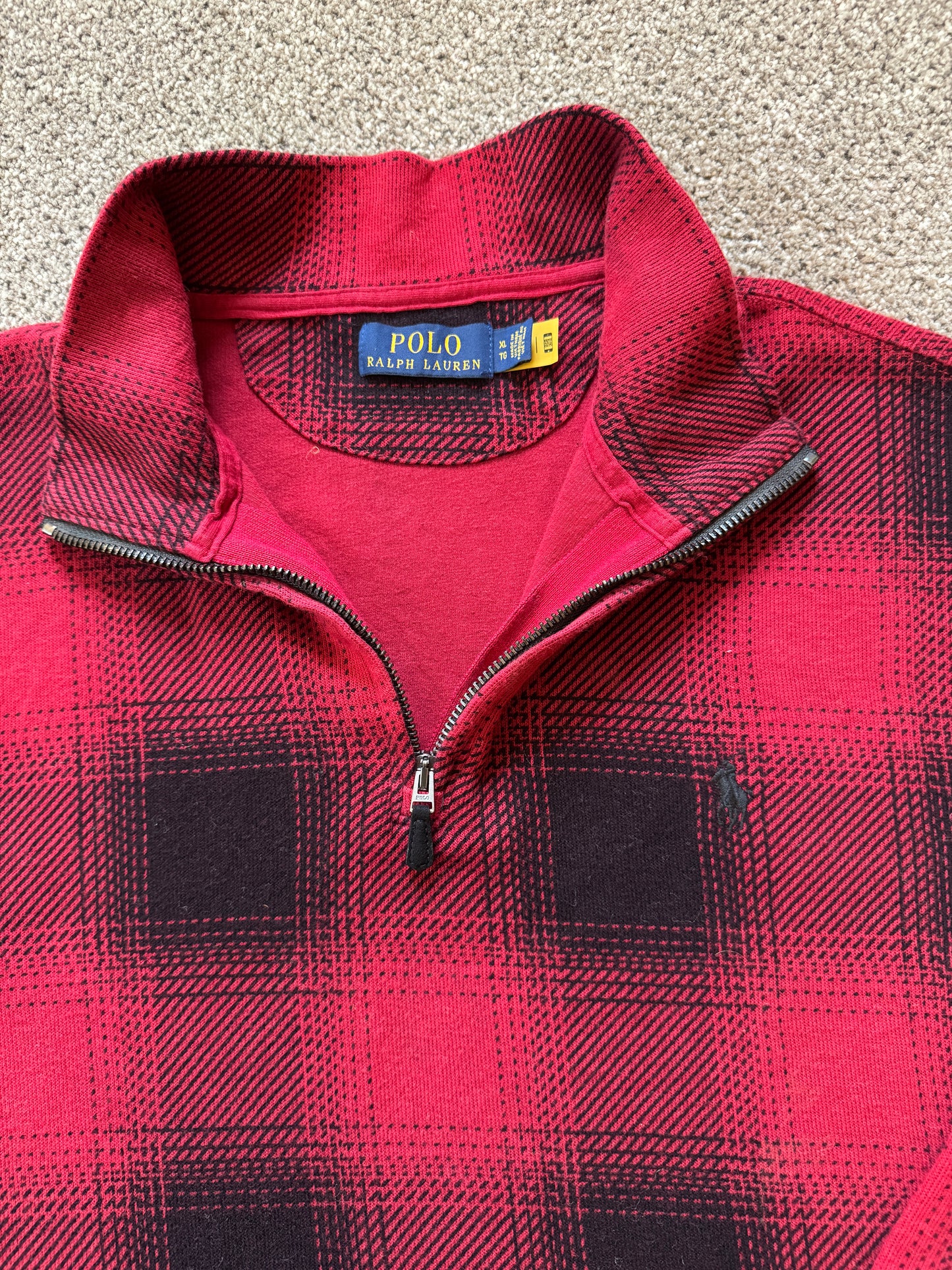 Extra large Ralph Lauren Red and Black Check 1/4 Zip