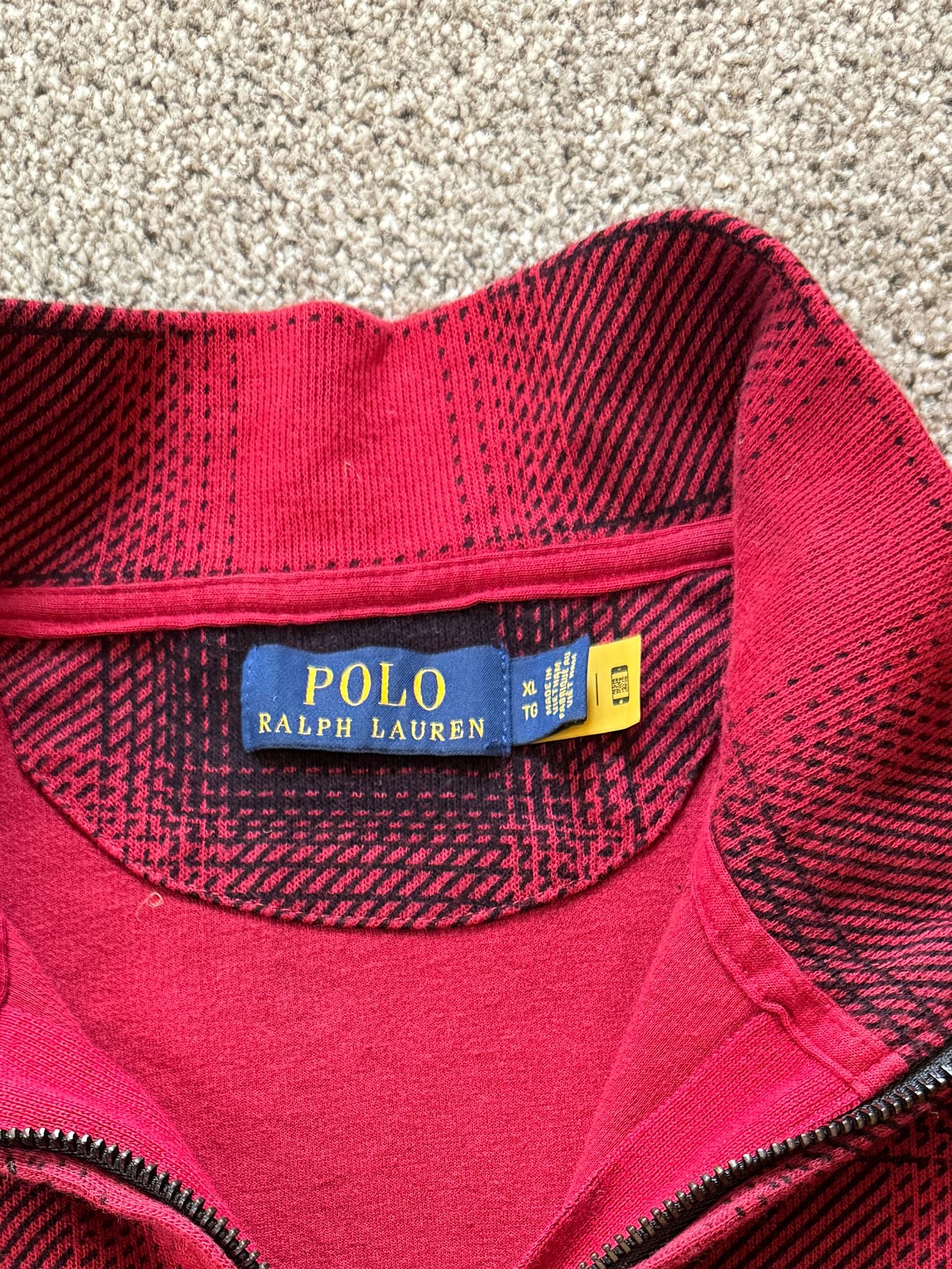 Extra large Ralph Lauren Red and Black Check 1/4 Zip