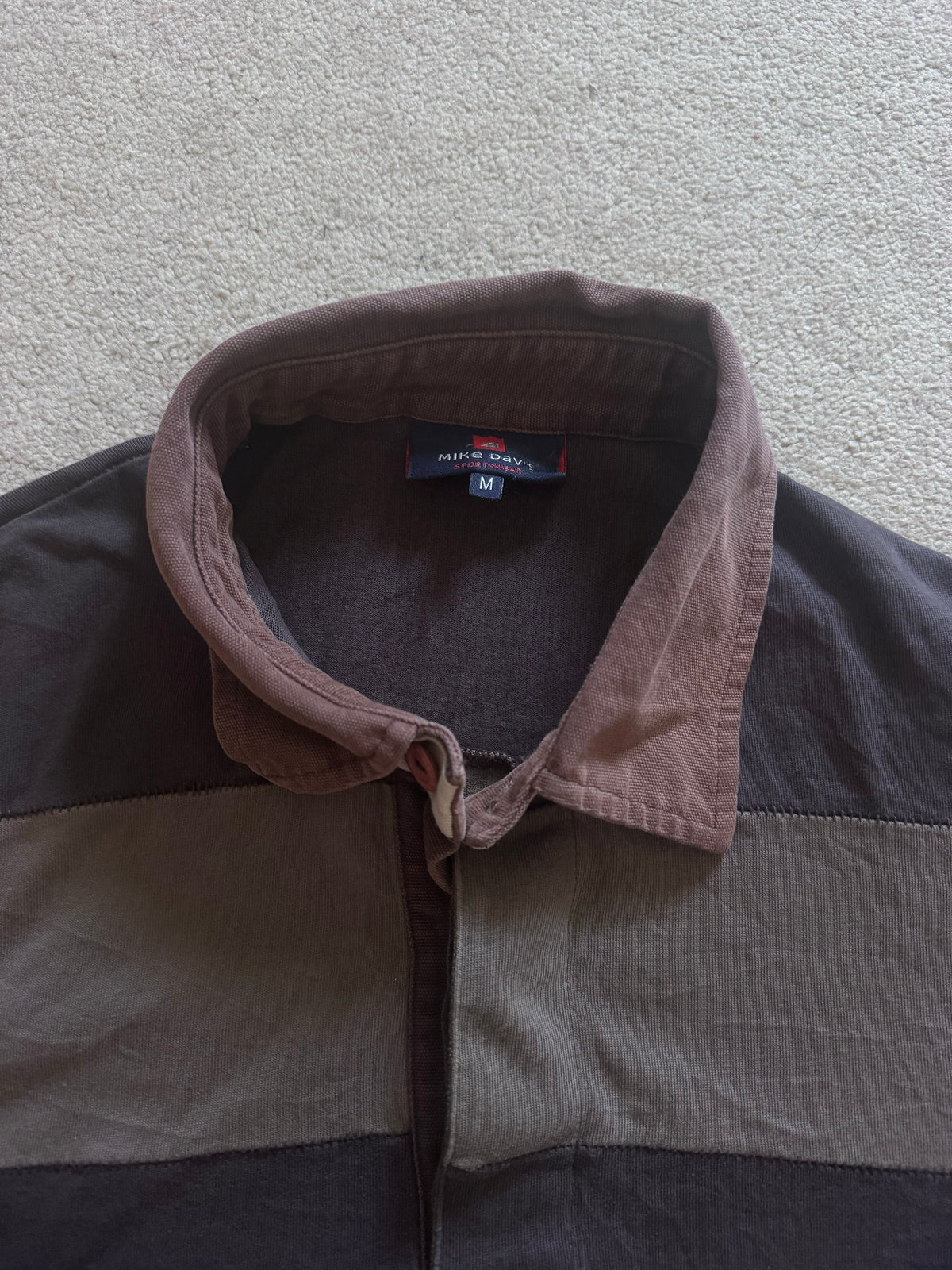 Medium Mike Davis Brown Striped Rugby Shirt