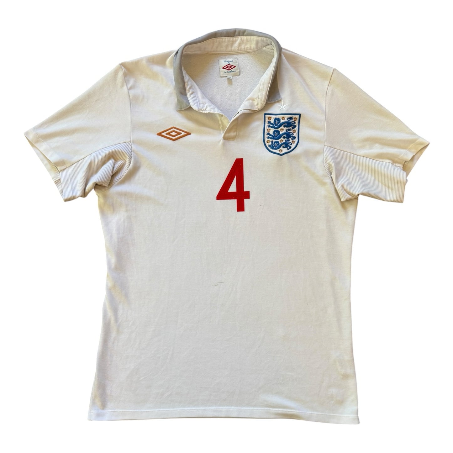 Medium 2009-10 Umbro White Gerrard 4 England Football Shirt