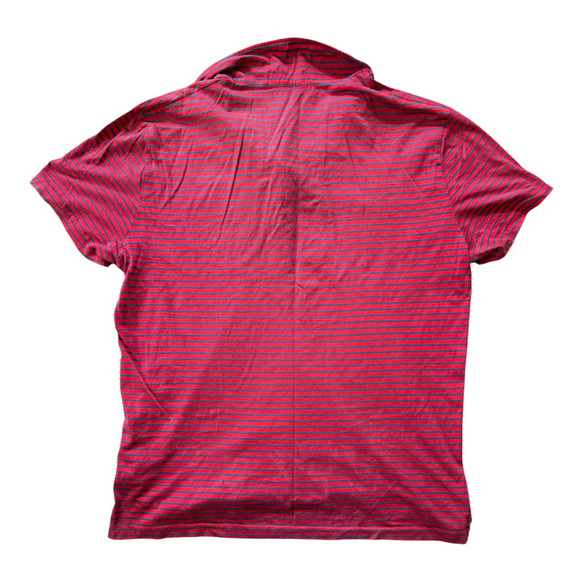 Large Ralph Lauren Red and Navy Striped Pocket Polo Shirt