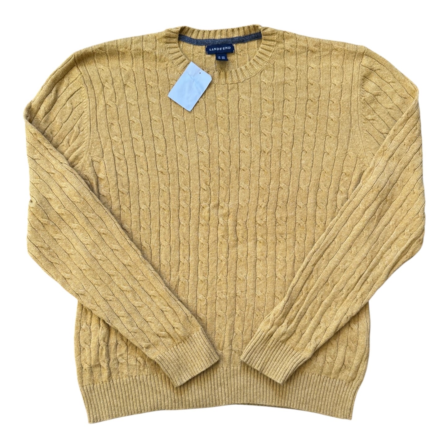 Woman's XXL Lands' End Yellow Cable Knit Jumper
