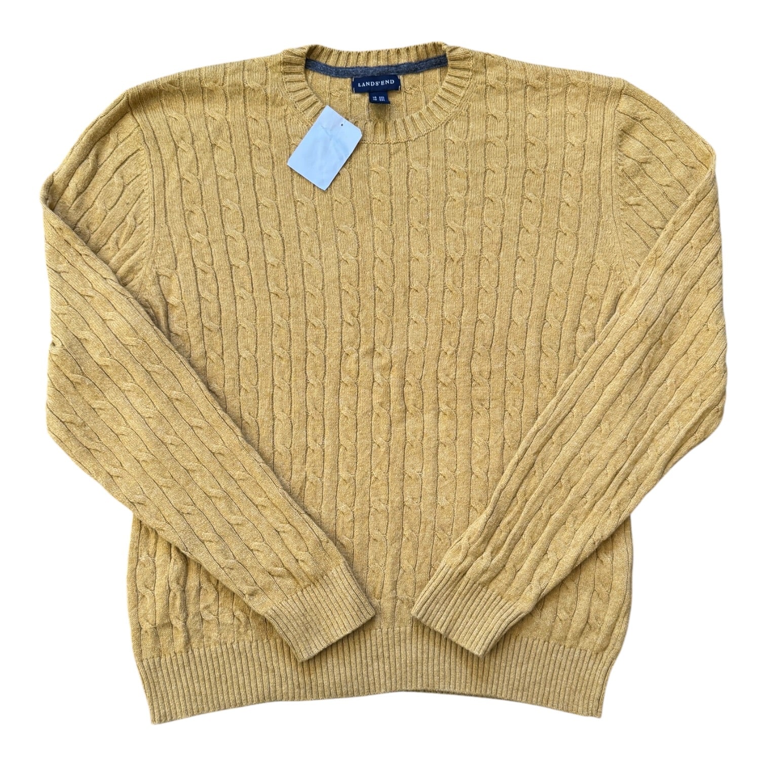 Woman's XXL Lands' End Yellow Cable Knit Jumper