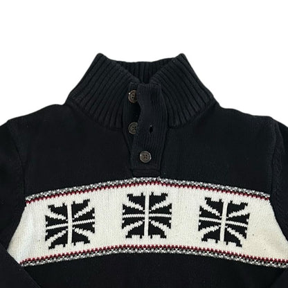 Aged 14-16 Chaps Black Knitted 1/4 Button Jumper