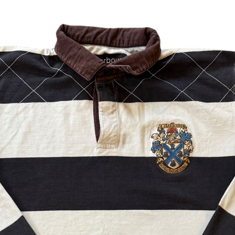 Medium Barbour Navy and White Rugby Shirt