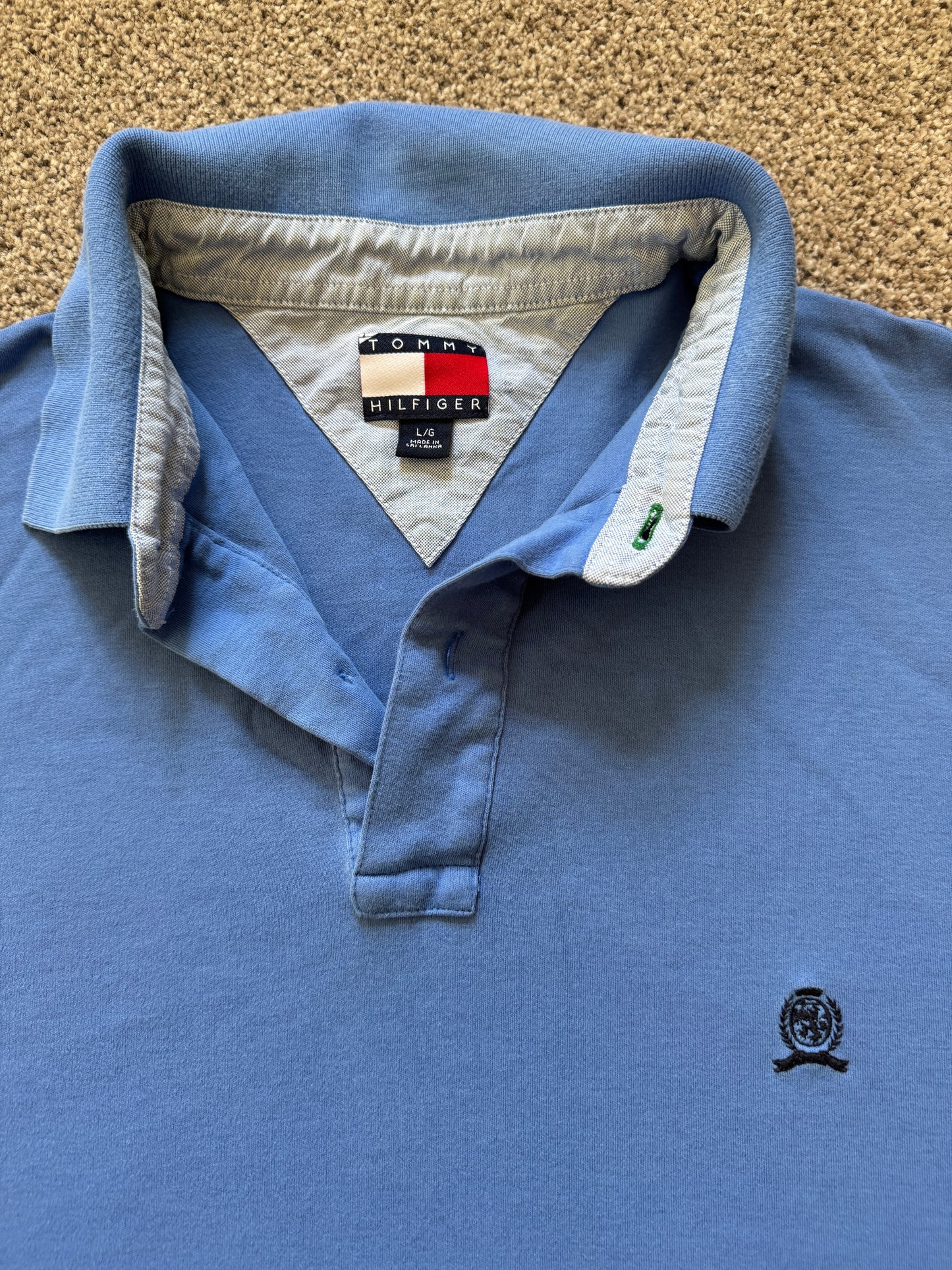 Large Tommy Hilfiger Blue Stretchy Polo Shirt