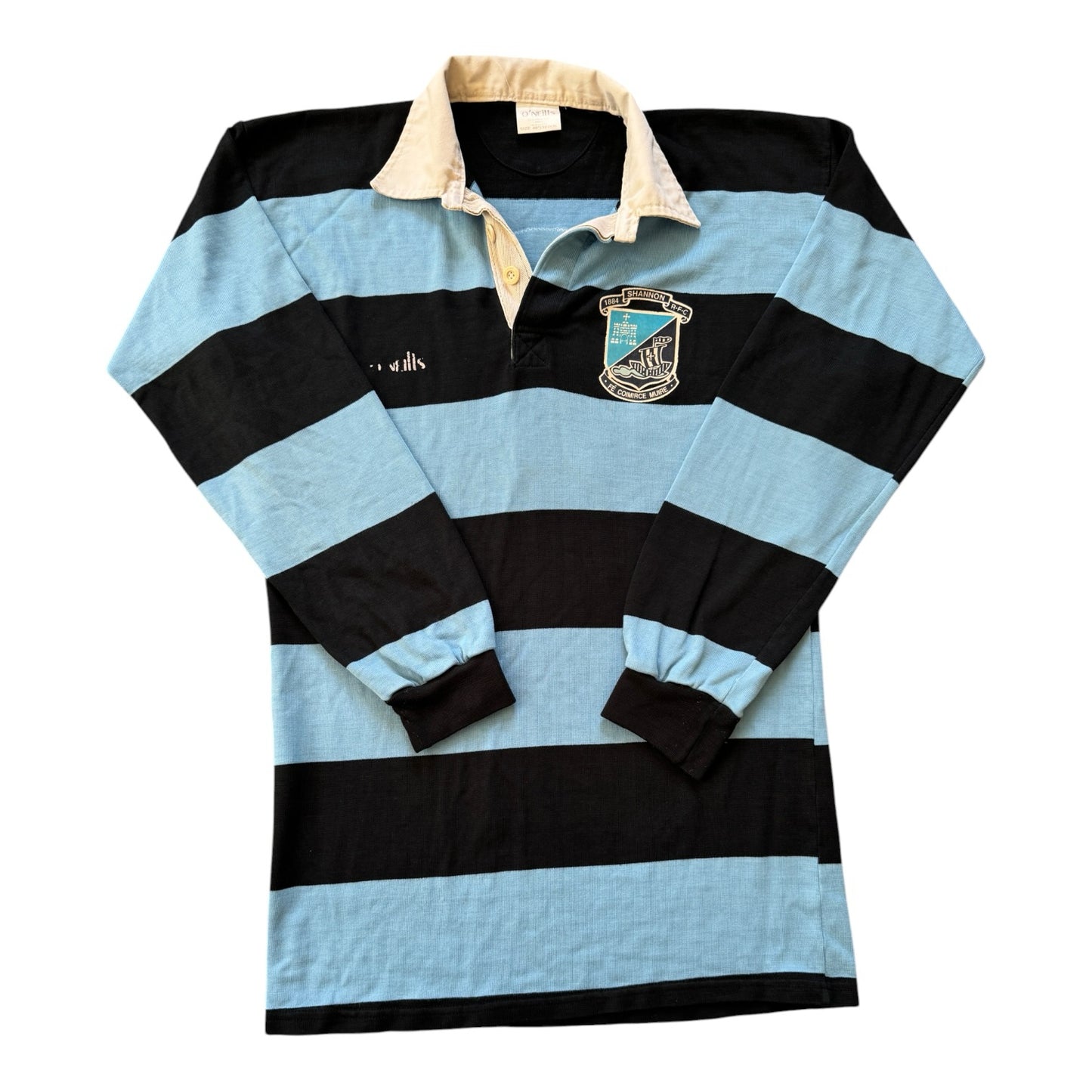 90's Medium O'Neills Shannon RFC Blue and Navy Rugby Shirt