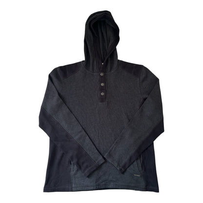 Medium Calvin Klein Black Two Toned Henley Button Hoodie