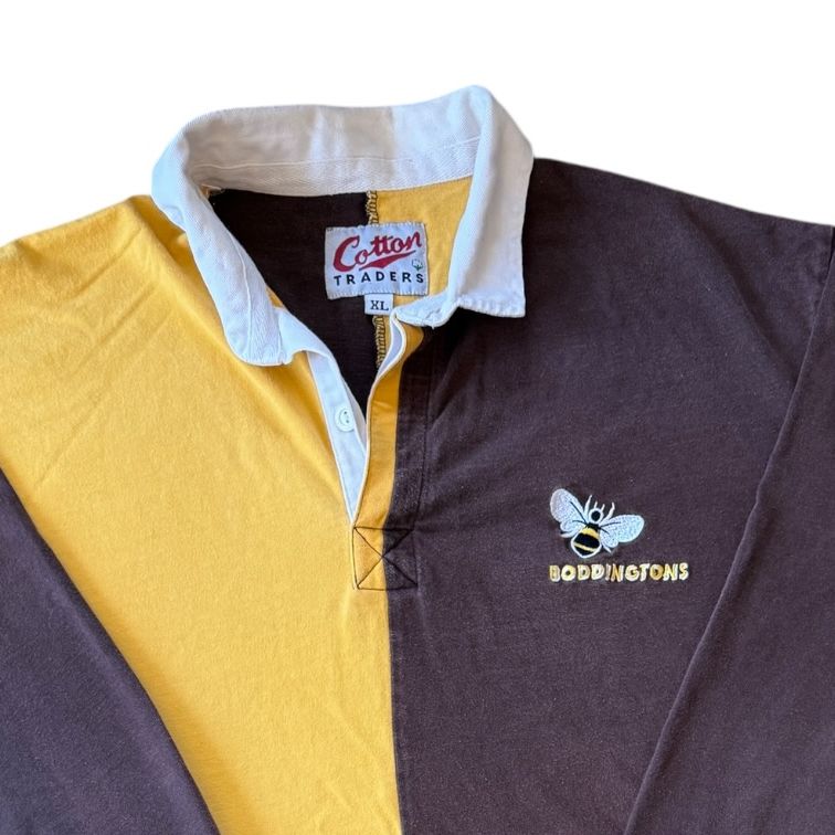 Extra large Cotton Traders Brown And Yellow Boddingtons Rugby Shirt