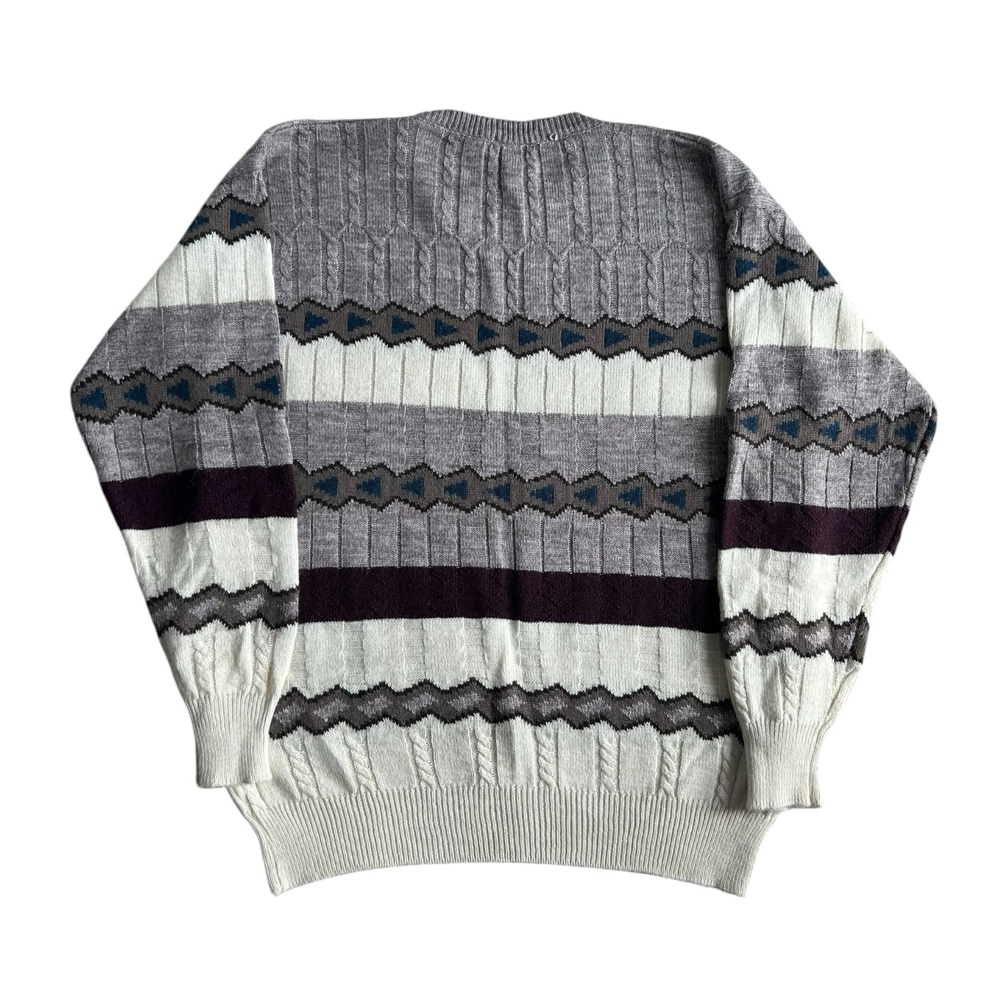 Large Pulltime Grey, Black and White Funky Knit Jumper