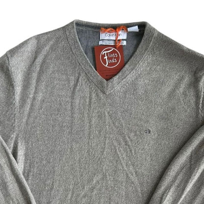 Small Calvin Klein Beige V-Neck Jumper