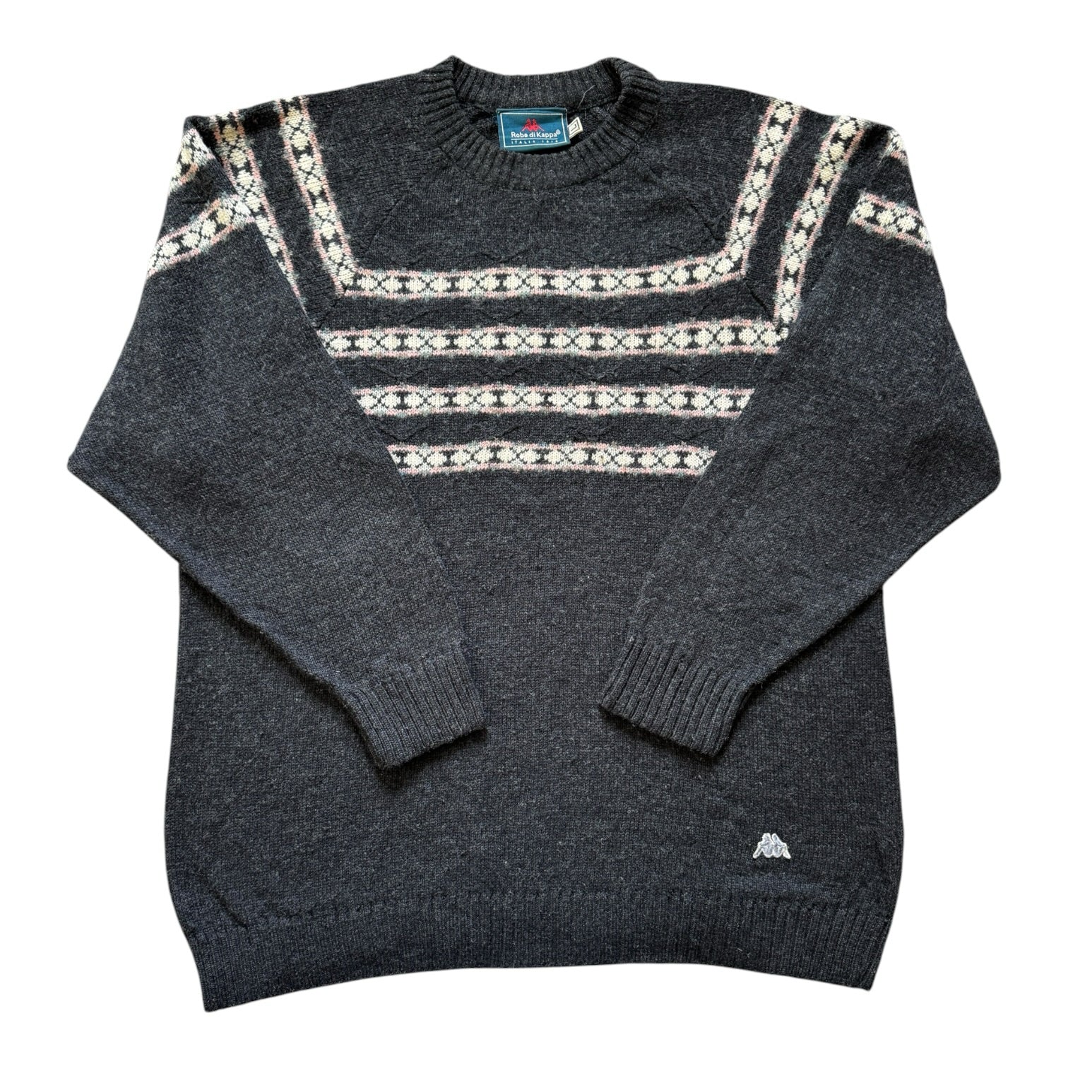 Large Kappa Grey Wool Knitted Vintage Jumper