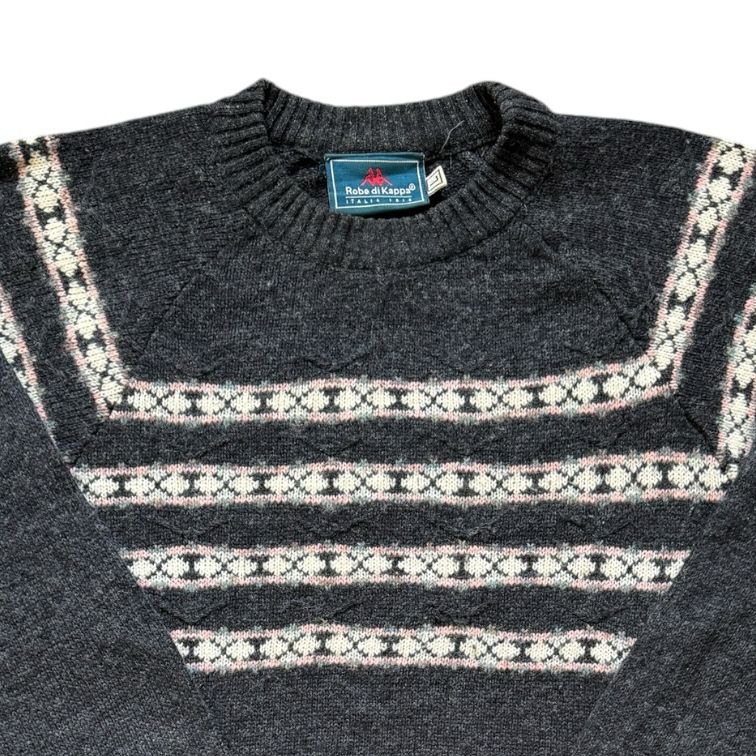 Large Kappa Grey Wool Knitted Vintage Jumper