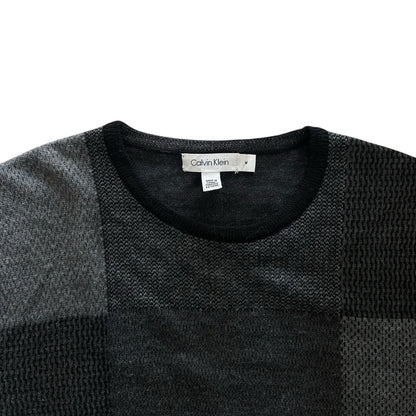 Medium Calvin Klein Black and Grey Wool Knitted Jumper