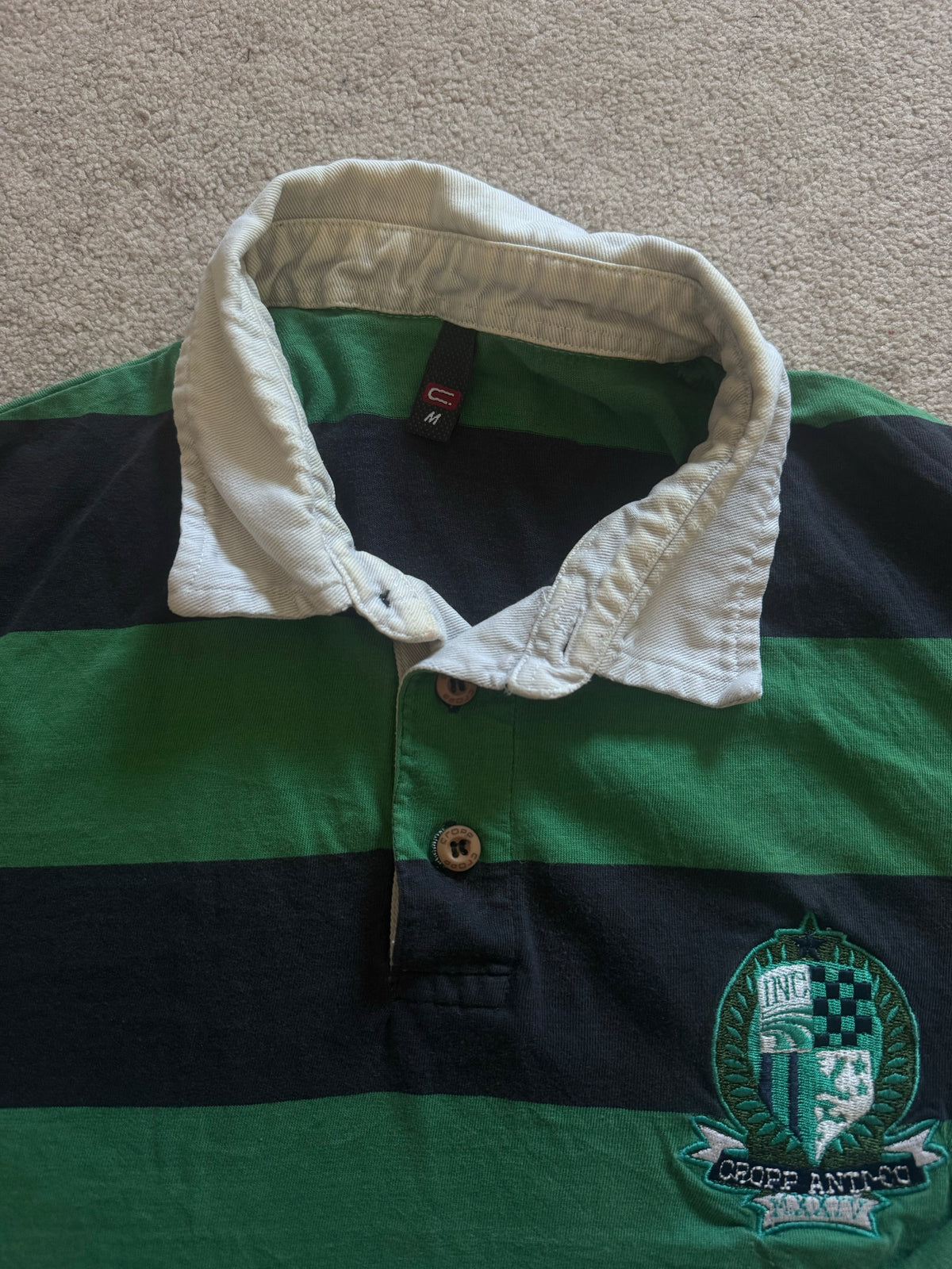 Medium Cropp Green and Navy Rugby Shirt