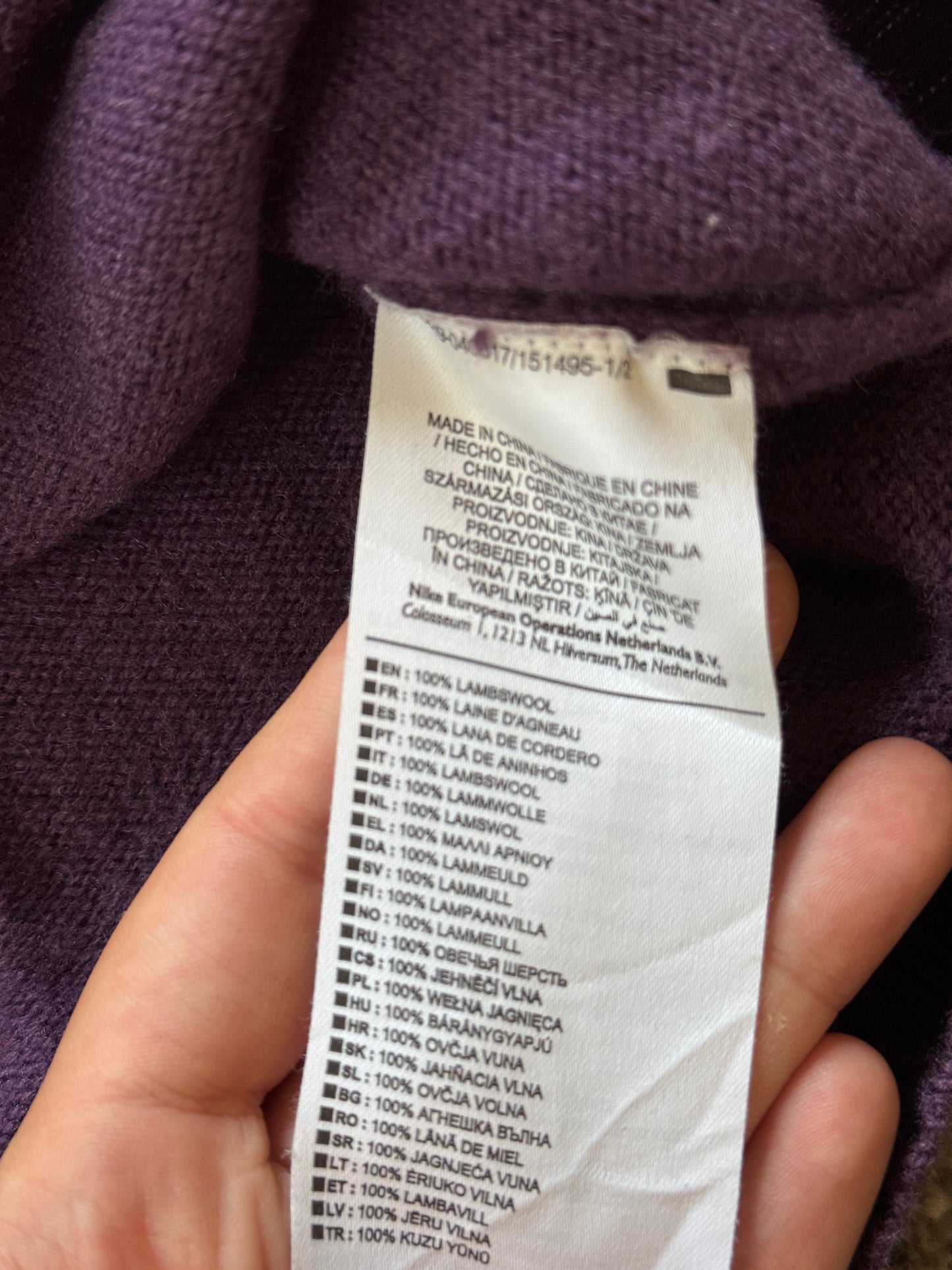 Extra large Nike Golf Purple Lambswool Jumper - repaired/holes