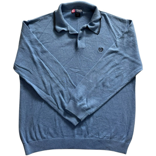 Large Chaps Blue Knitted Polo Shirt