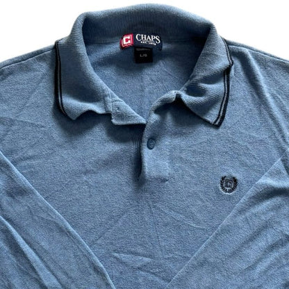 Large Chaps Blue Knitted Polo Shirt