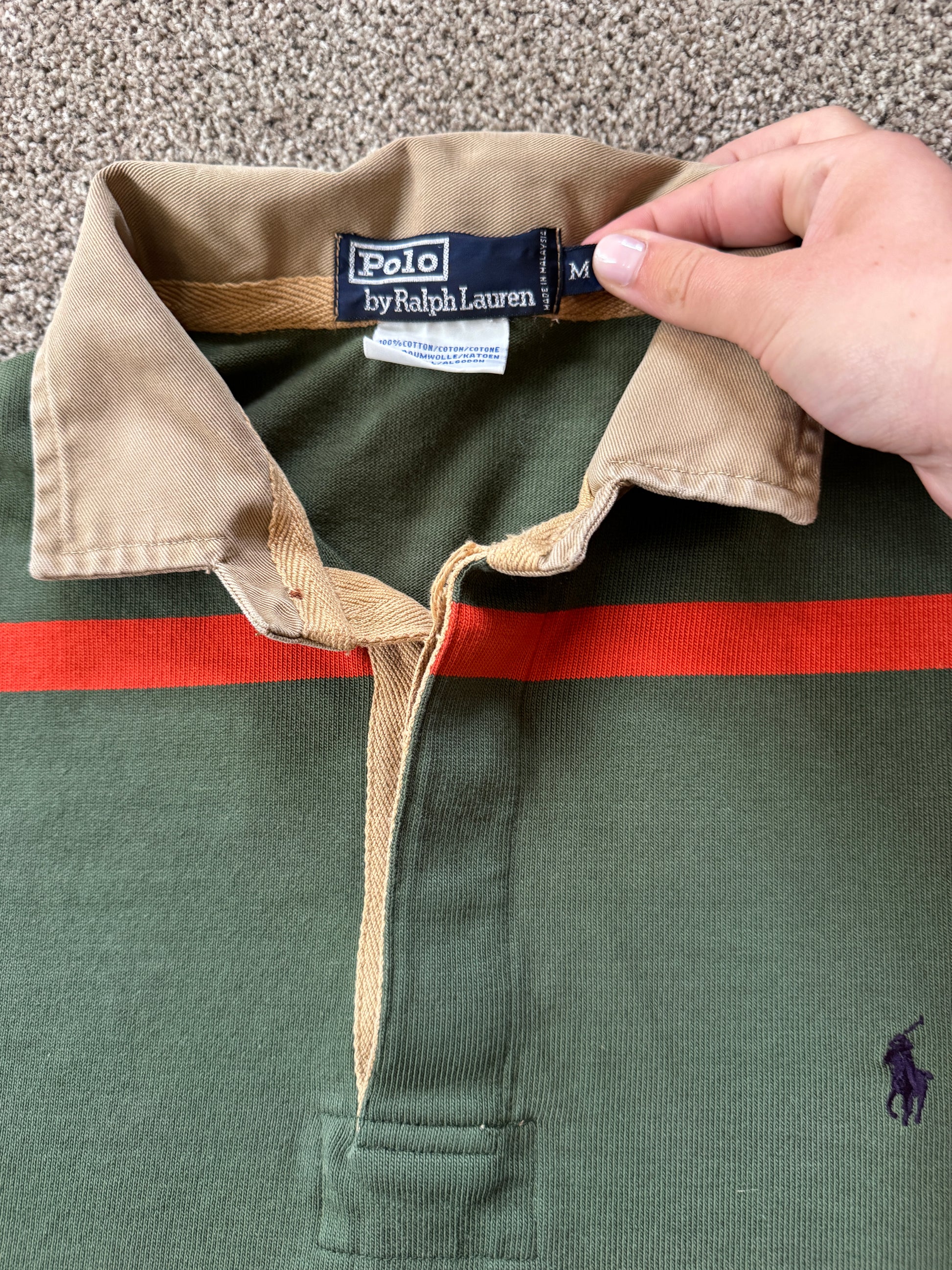 Medium Ralph Lauren Green, Purple and Orange Rugby Shirt