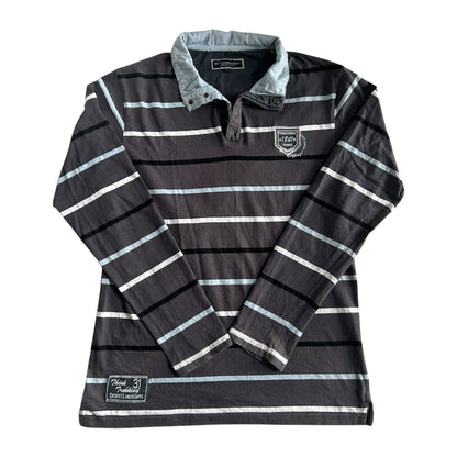 Large At Company Faded Brown Striped Rugby Shirt
