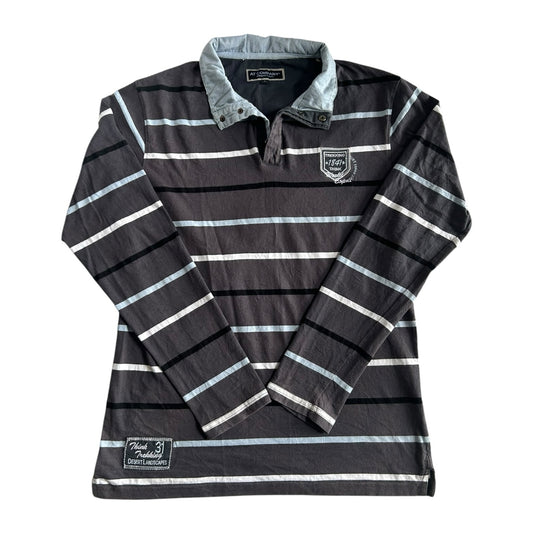 Large At Company Faded Brown Striped Rugby Shirt