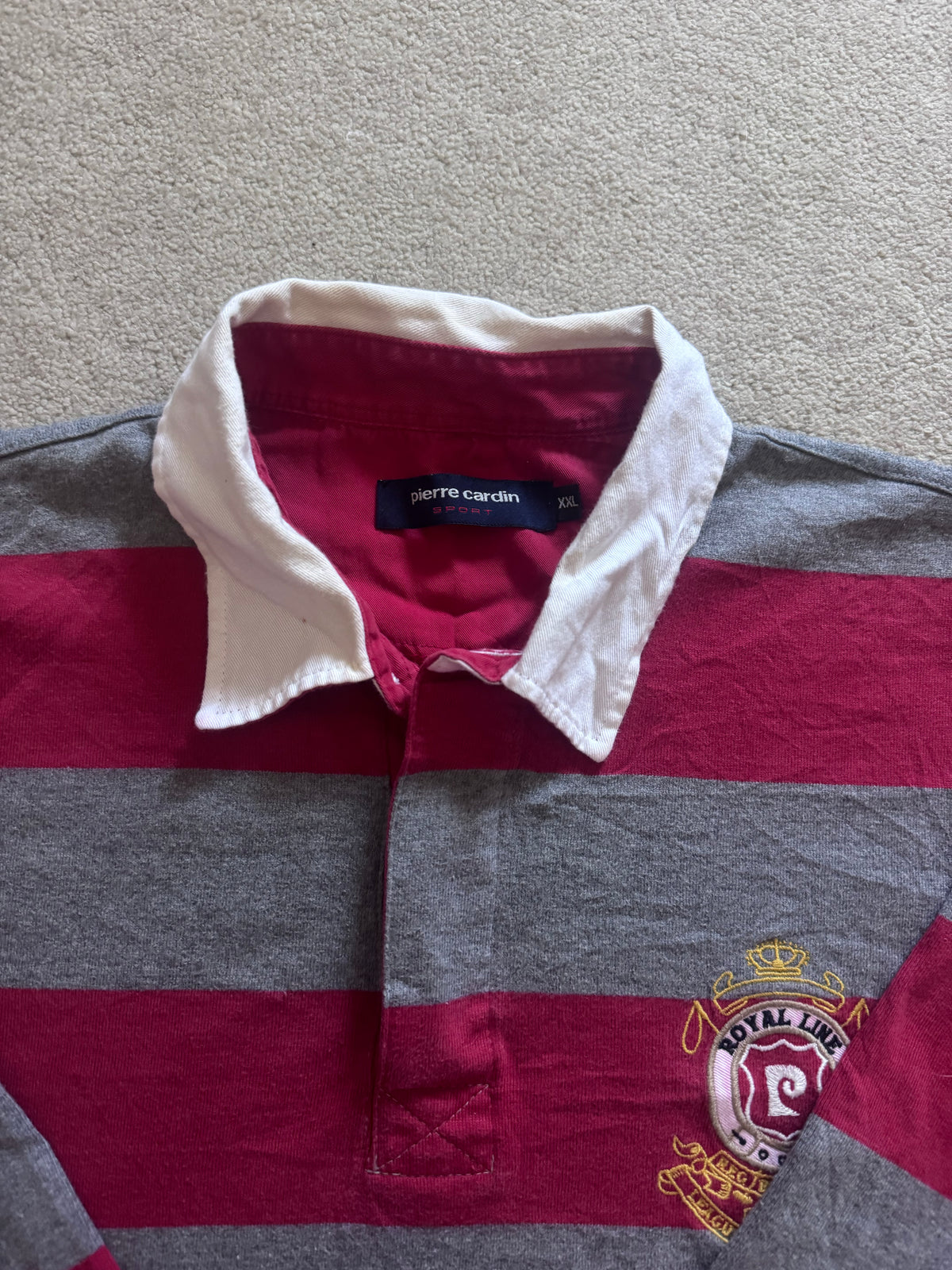 Extra large Pierre Cardin Grey and Burgundy Rugby Shirt