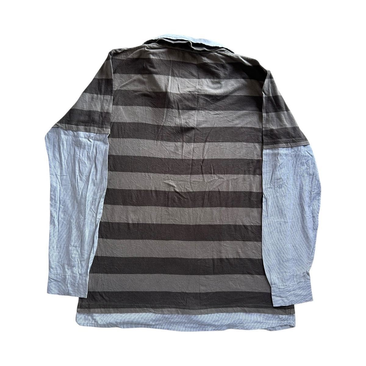 Extra large E-bound Brown Striped Body and White/Blue Striped Built in Sleeves Rugby Shirt