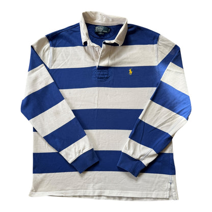 Large Ralph Lauren Blue and White Rugby Shirt