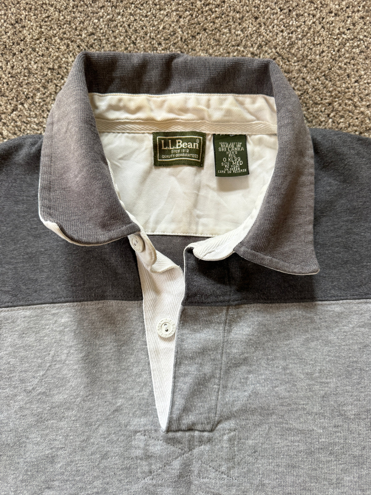 Medium 90s L.L.bean Light and Dark Grey Rugby Shirt