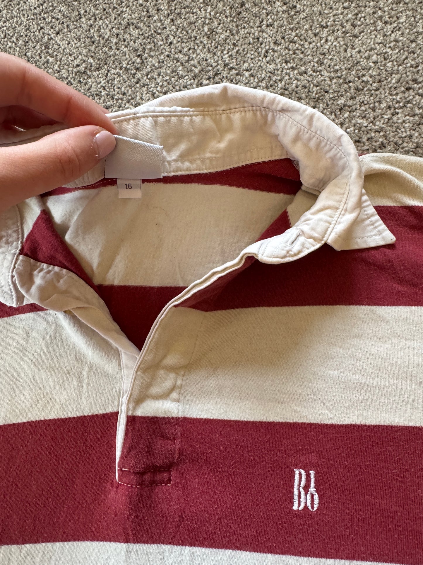 Aged 16 Red and Cream Rugby Shirt