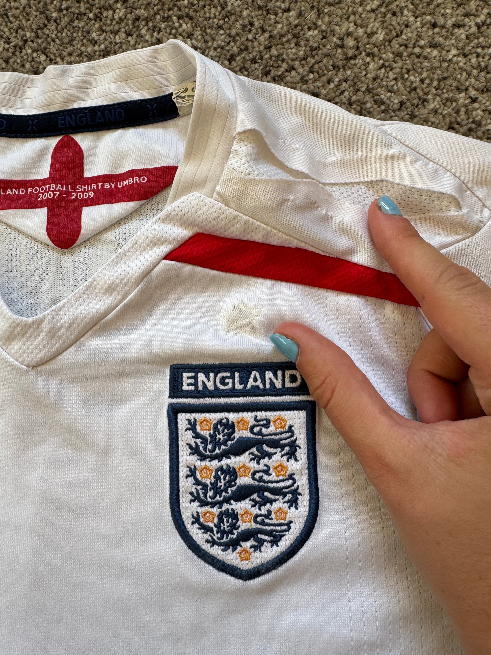Extra small 2007-09 Umbro White Rooney England Football Shirt