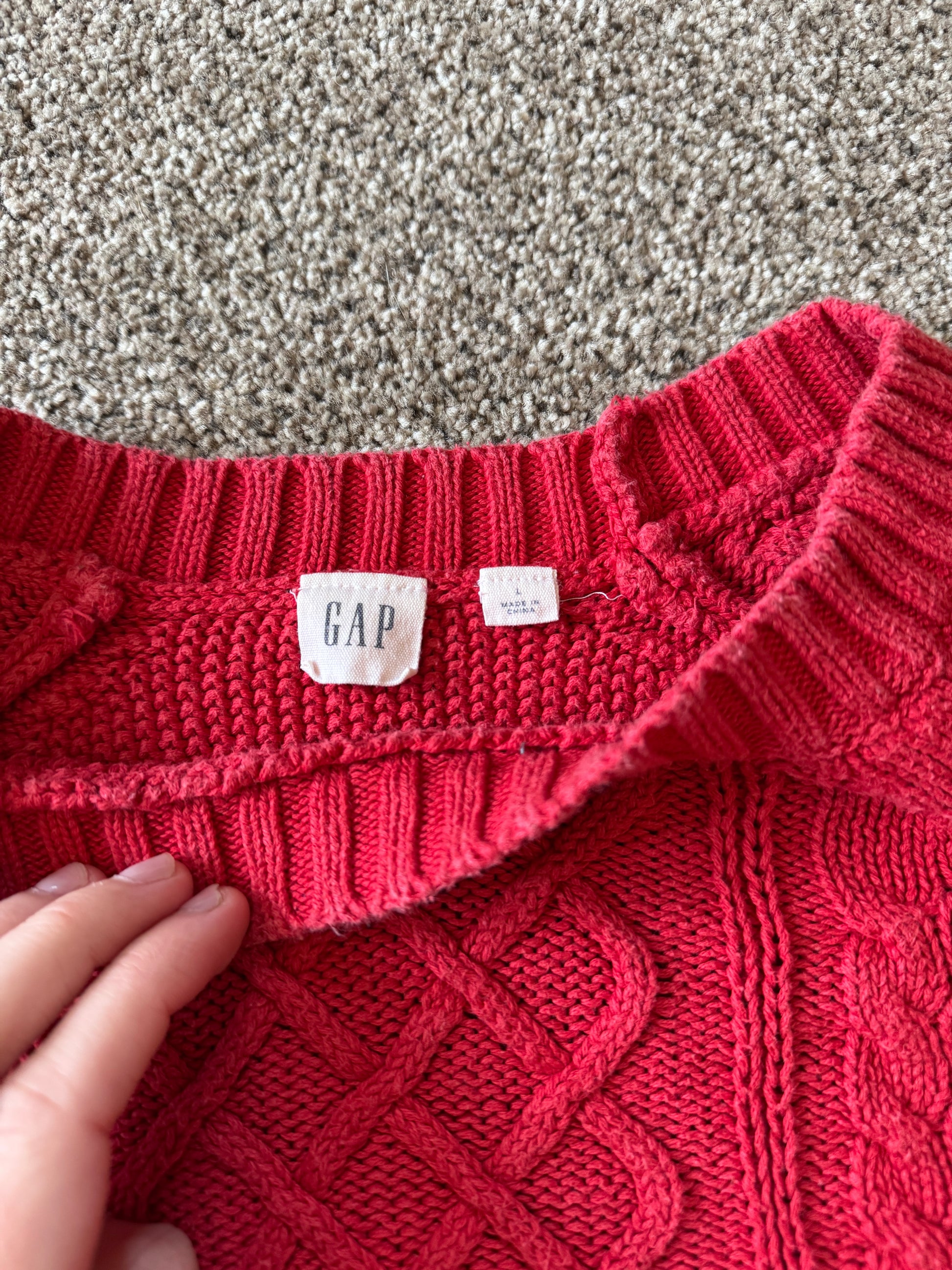 Woman's Large Gap Red Cable Knit Jumper