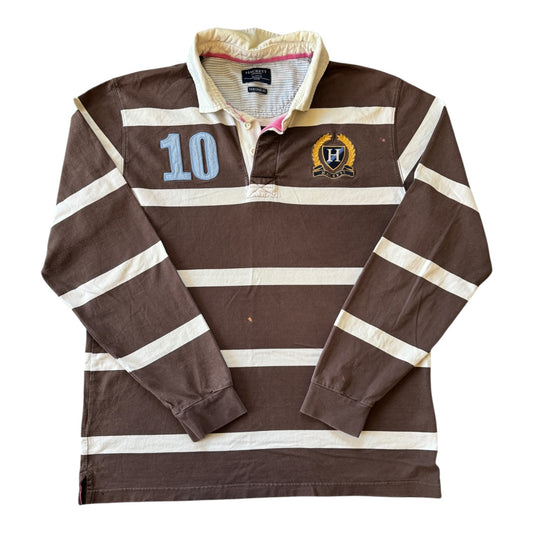 Large Hackett Brown Rugby Shirt - Marked