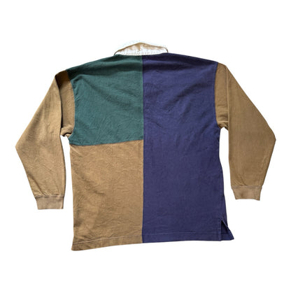 90s Large Gap Navy, Green and Brown Rugby Shirt