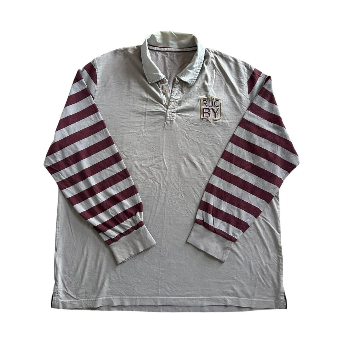3XL Rugby Beige and Maroon Rugby Shirt