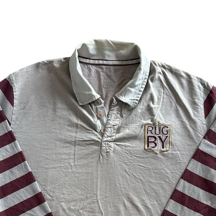 3XL Rugby Beige and Maroon Rugby Shirt