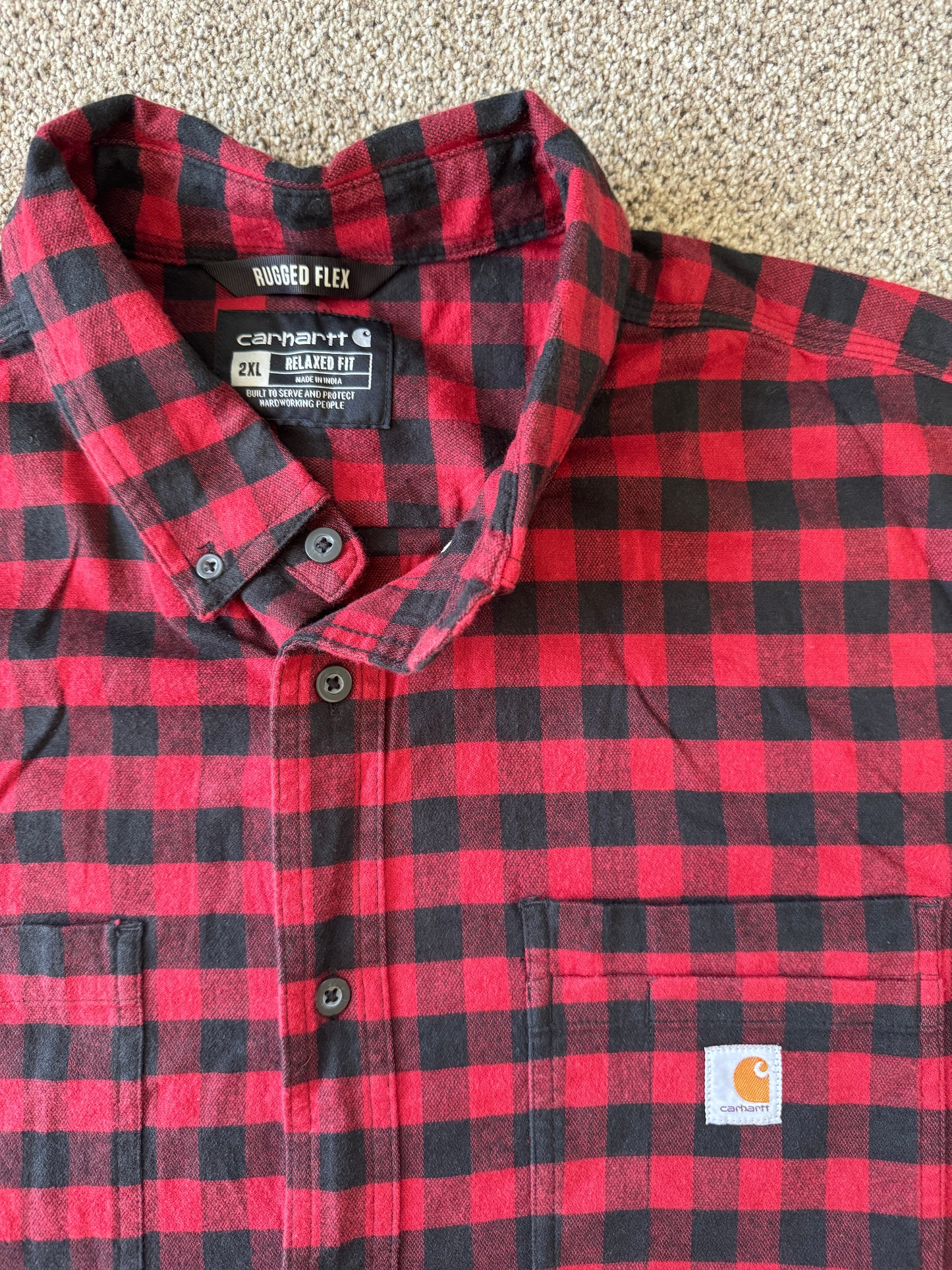 XXL Carhartt Red Rugged Flex Flannel Shirt