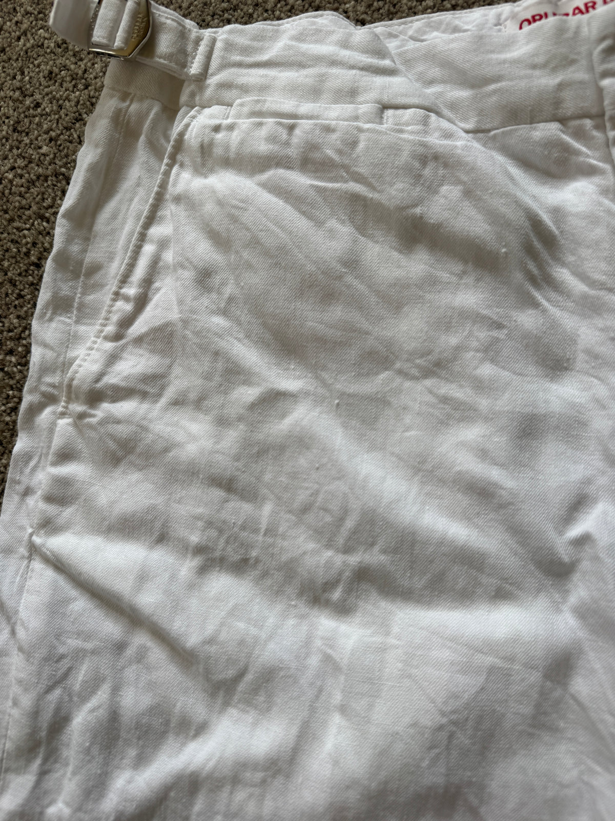 32" Orlebar Brown White Linen Shorts