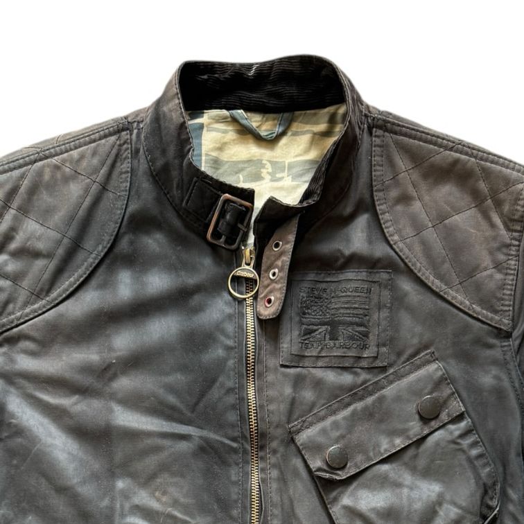Woman's Extra large Barbour x Steve McQueen Bonner Biker Wax Jacket in a Browny Colour