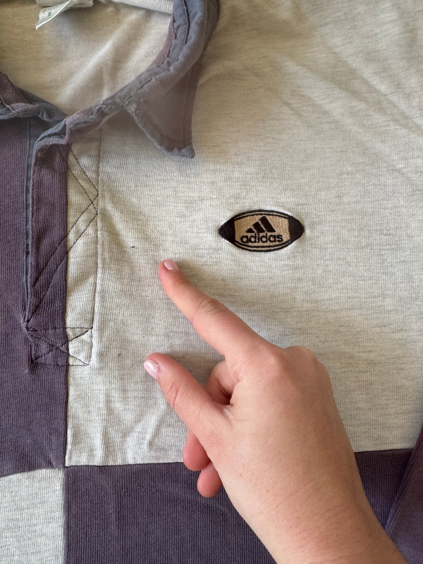 Large Adidas Grey And Purple Rugby Shirt