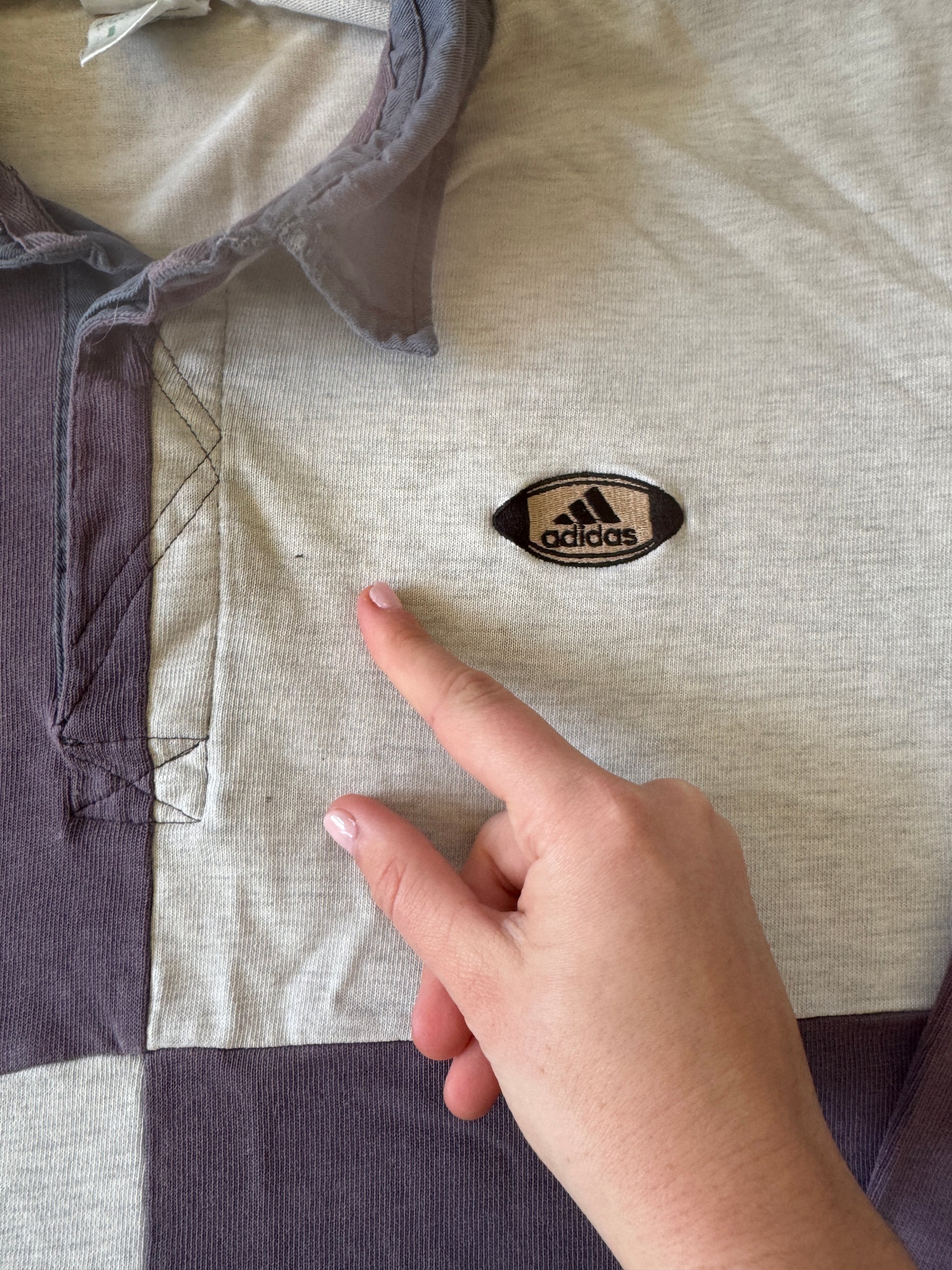 Large Adidas Grey And Purple Rugby Shirt